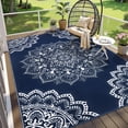 thumbnail image 1 of Findosom 6'x9' Outdoor Rug Large Patios Rug RV Outdoor Rug Waterproof Foldable Portable Camping Rugs Reversible Plastic Straw Rug Outdoor Area Rug for Camping, RV, Balcony, Patio, Picnic, Beach Blue, 1 of 9