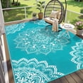 thumbnail image 1 of Findosom 6'x9' Outdoor Rugs Large Patios RV Outdoor Rug Reversible Waterproof Camping Rugs Portable Plastic Straw Outdoor Area Rug for Camping, RV, Balcony, Patio, Picnic,Teal, 1 of 8