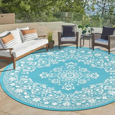 SIXHOME Outdoor Rug with LED Strip Lights 9'x12' Waterproof Reversible ...