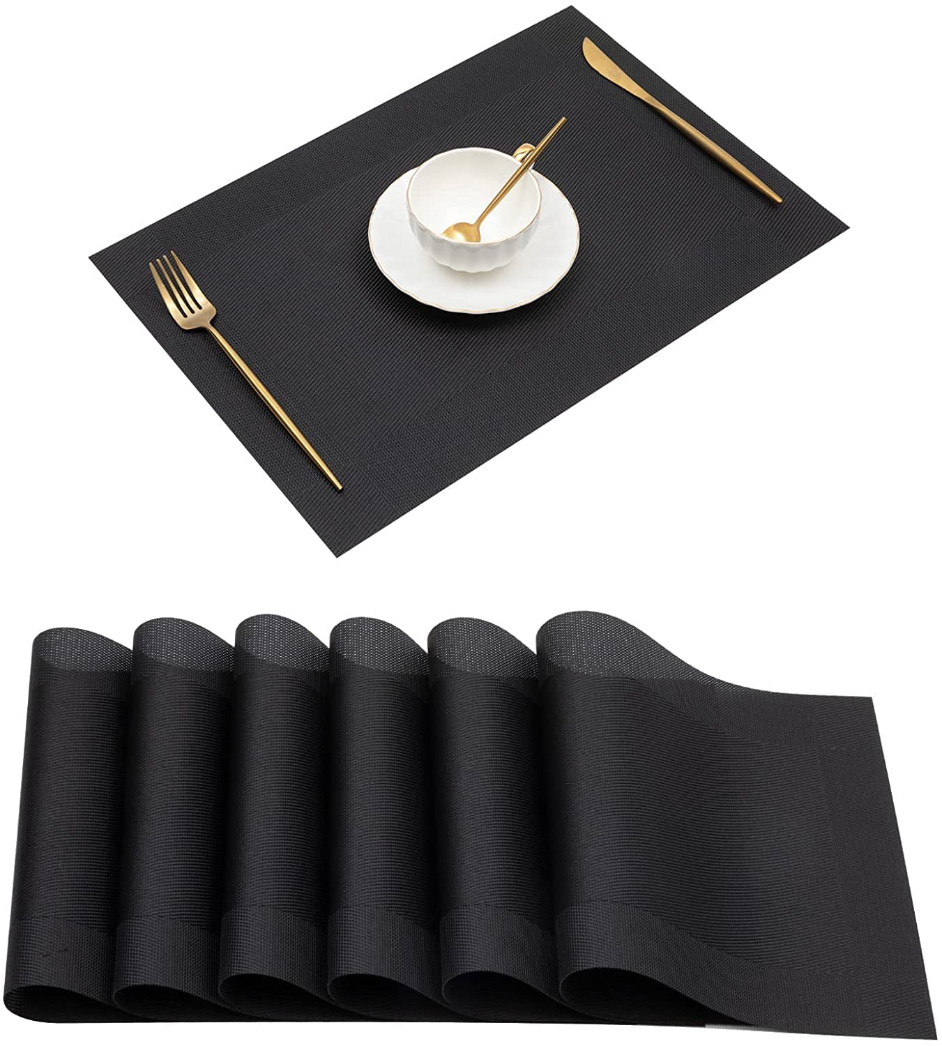 Findosom 6pcs of PVC Placemat, NonSlip HeatResistant Placemats Stain