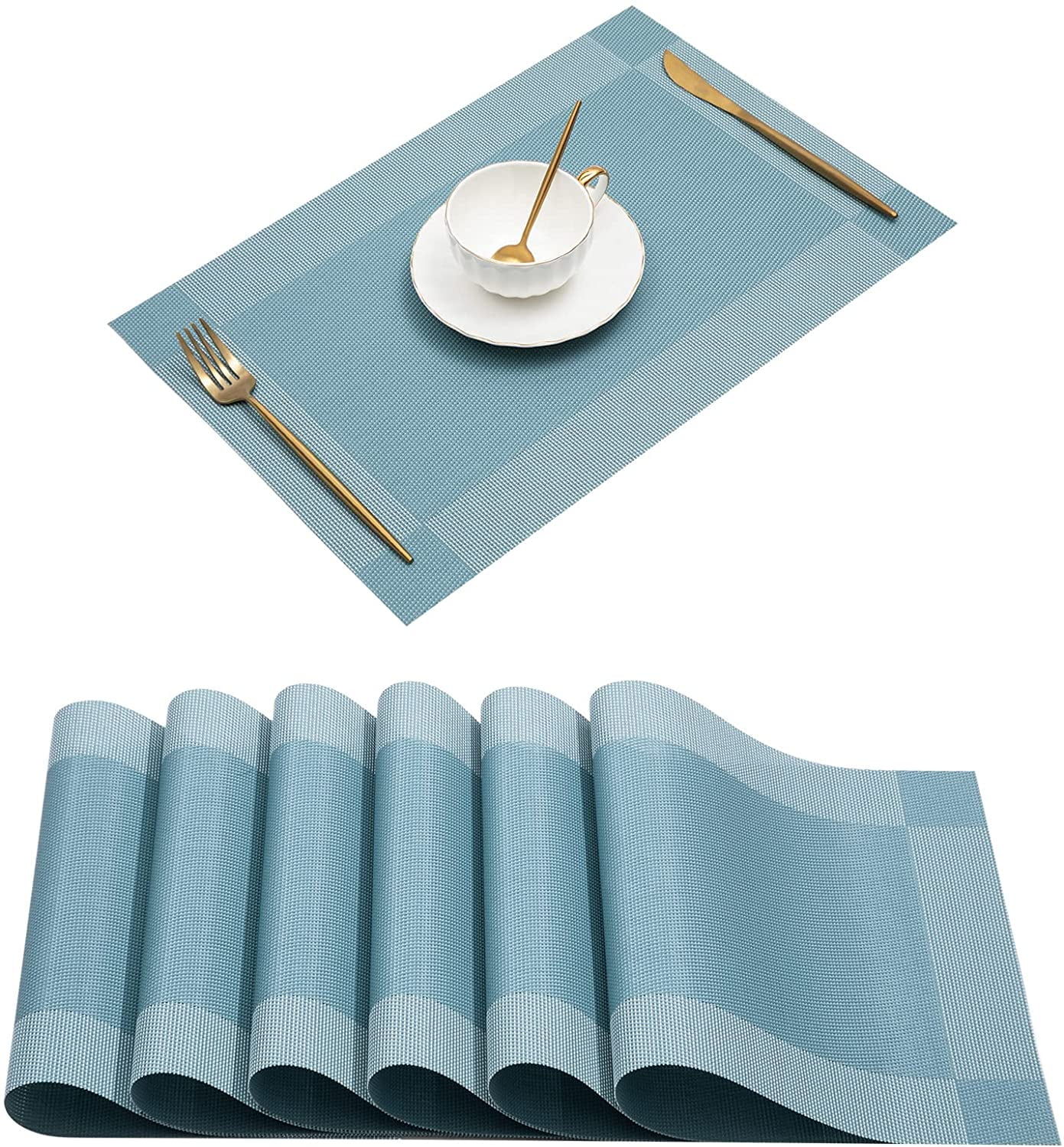 Findosom 6pcs of PVC Placemat, NonSlip HeatResistant Placemats Stain Resistant Placemats for