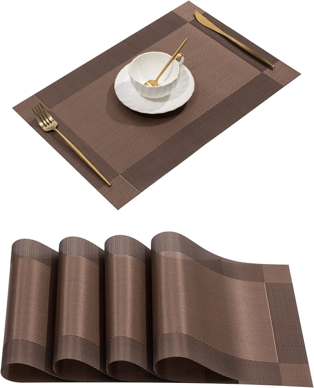 Findosom 6pcs of PVC Placemat, NonSlip HeatResistant Placemats Stain Resistant Placemats for