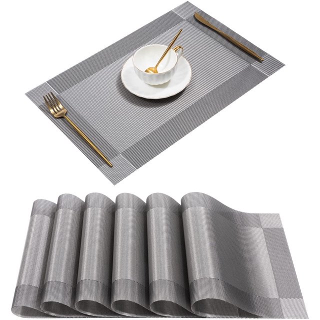 Findosom 6pcs of PVC Placemat, NonSlip HeatResistant Placemats Stain