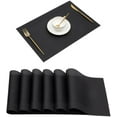 thumbnail image 1 of Findosom 6pcs of PVC Placemat, Non-Slip Heat-Resistant Table Place Mat Stain Resistant Woven Vinyl Placemats for Kitchen Table, Washable Durable Table Mats Black, 6 Count, 1 of 7