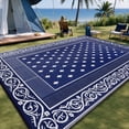 thumbnail image 1 of Findosom 8'x10' Blue Outdoor Rug Reversible Outdoor Mat RV Outdoor Plastic Straw Area Rug Mat Camping Rugs Waterproof Floor Mat and Rug for RV,Patio,Backyard,Deck,Picnic,Beach,Trailer, 1 of 7