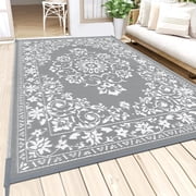 Findosom 8'x10' Boho Mandala Outdoor Rug Patio Rug Large Reversible Plastic Straw Rug RV Outdoor Mat Waterproof Foldable Portable Camping Mat for RV,Patio,Backy