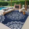 thumbnail image 1 of Findosom 8'x10' Outdoor Rug Large Patios Rug RV Outdoor Rug Waterproof Foldable Portable Camping Rugs Reversible Plastic Straw Rug Outdoor Area Rug for Camping, RV, Balcony, Patio, Picnic, Beach Blue, 1 of 9