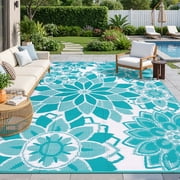 Findosom 9x12 Outdoor Rug Patios Rug Waterproof RV Outdoor Rug Camping Rugs Reversible Plastic Straw Rug Large Outdoor Mat Outdoor Area Rug for Camping,Balcony Apartment,Patio,Picnic,Beach Green