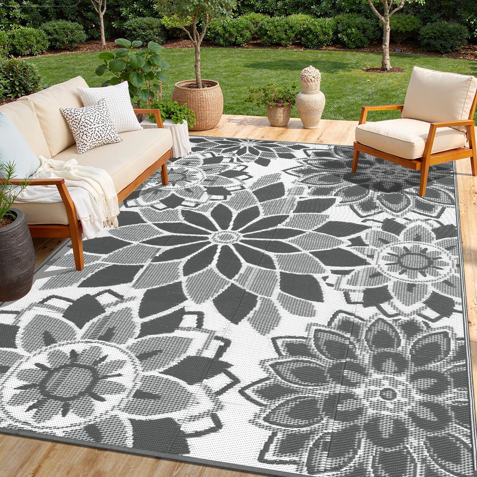 Travel Rug Findosom 5'x8' Waterproof Reversible Outdoor Rug, Suitable for RV ...