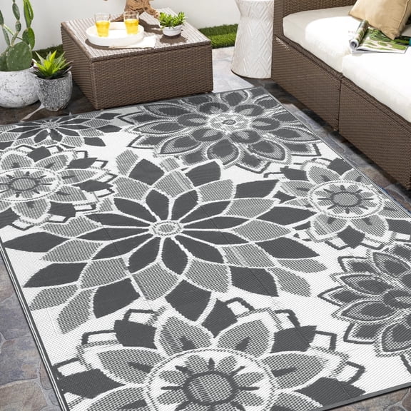 Findosom 6'x9' Outdoor Rug Patios Rug Waterproof RV Outdoor Rug Camping Rugs Reversible Plastic Straw Rug Large Outdoor Mat Outdoor Area Rug for Camping,Balcony Apartment,Patio,Picnic,Beach