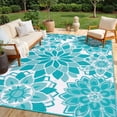 thumbnail image 1 of Findosom 6'x9' Outdoor Rug Patios Rug Waterproof RV Outdoor Rug Camping Rugs Reversible Plastic Straw Rug Large Outdoor Mat Outdoor Area Rug for Camping,Balcony Apartment,Patio,Picnic,Beach Teal, 1 of 9