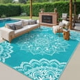 thumbnail image 1 of Findosom 8'x10' Outdoor Rugs Large Patios RV Outdoor Rug Reversible Waterproof Camping Rugs Portable Plastic Straw Outdoor Area Rug for Camping, RV, Balcony, Patio, Picnic,Teal, 1 of 9