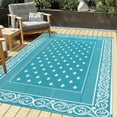 thumbnail image 1 of Findosom 8'x10' Teal Large Outdoor Rug Outdoor Mat RV Outdoor Rug Reversible Plastic Straw Rug Patio Rug Waterproof Foldable Portable Camping Rug for RV, Patio, Backyard, Deck, Picnic, Beach, Trailer, 1 of 12