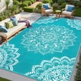 thumbnail image 1 of Findosom 9'x12' Outdoor Rugs Large Patios RV Outdoor Rug Reversible Waterproof Camping Rugs Portable Plastic Straw Outdoor Area Rug for Camping, RV, Balcony, Patio, Picnic,Teal, 1 of 9