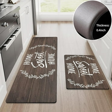 Findosom 2pcs Anti Fatigue Kitchen Rug Set,18"x30"+18"x47" Waterproof Non Slip Kitchen Runner Rug,0.4" Thick Cushioned Kitchen Floor Mats,Ergonomic Standing Mats Back Pain Relief Laundry Foam Rug