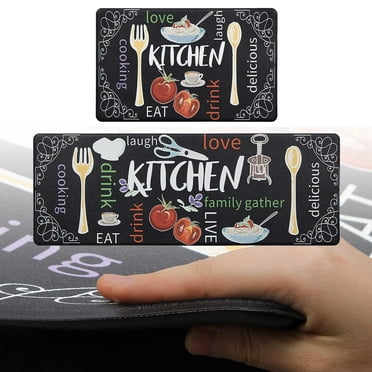 Findosom Anti Fatigue Kitchen Rug Mats Set of 2 Kitchen Runner Rug Waterproof Non-Slip 0.4" Thickness Comfort Standing Mat 18"x30"+18"x47" Colorful