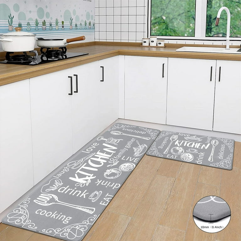 Anti Fatigue Kitchen Floor Mat 2 PCS, 1/2 Inch Thick Comfort Cushioned  Standing
