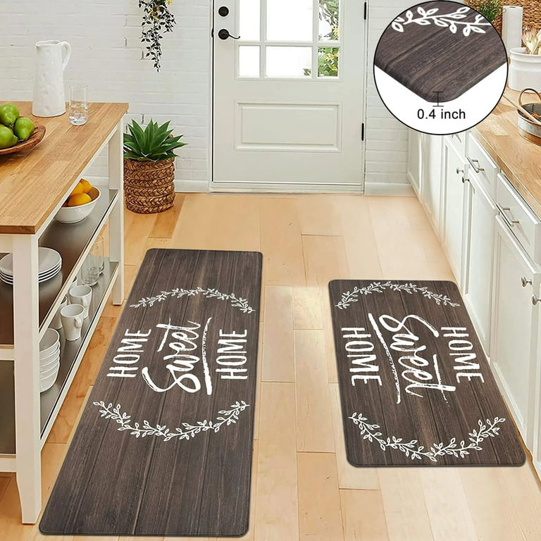 Anti Fatigue Kitchen Rug Sets 2 Pieces Non Slip Cushioned Kitchen Mats for  Floor Waterproof Farmhouse Kitchen Rugs and Mats Set Comfort Standing Desk  Mats for Office,Laundry Room