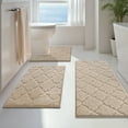 thumbnail image 1 of Findosom Bathroom Rugs Sets 3 Pcs,Non Slip Soft Absorbent Microfiber Bath Mats and U-Shaped Contour Toilet Rug,Machine Washable Plush Shaggy Bath Mat Set for Bathroom 18"x26"+18"x48"+U 20"x24" Beige, 1 of 9
