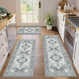 3-Piece Non-Slip Kitchen Rug Set - Cushioned Floor Mats For Sink, Entryway, Laundry (Black, 17x30, 17x47, 17x59)