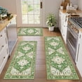 thumbnail image 1 of Findosom Boho Kitchen Rugs 3Piece Set,Non-slip Washable Kitchen Mats for Floor Kitchen Runner,Soft Belgian Velvet Floor Mat Carpet Runner Rugs for Hallway,Laundry Room,Kitchen Door Mat,Green, 1 of 10