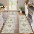 thumbnail image 1 of Findosom Boho Kitchen Rugs 3Piece Set,Non-slip Washable Kitchen Mats for Floor Kitchen Runner,Soft Belgian Velvet Floor Mat Carpet Runner Rugs for Hallway,Laundry Room,Kitchen Door Mat,Beige, 1 of 10