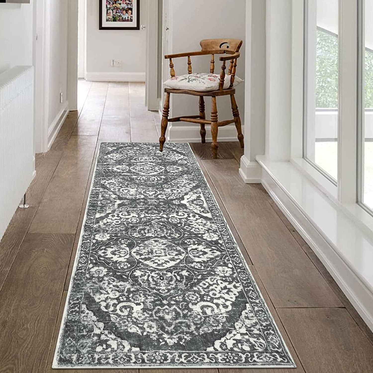 Findosom Boho Runner Rug 2'x6' Non Slip Washable Distressed Medallion