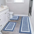 thumbnail image 1 of Findosom Geometric Blue Microfiber Bath Rugs, Water Absorbent, 3 Count, 1 of 10