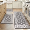 thumbnail image 1 of Findosom Kitchen Rugs Set 3 Piece, Non Slip Kitchen Floor Rugs with Rubber Backing,Machine Washable Geometric Absorbent Runner Rugs for Hallway Doormat,20"x32"+20"x32"+20"x48" Gray, 1 of 8