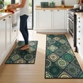 thumbnail image 1 of Findosom 2pc Boho Kitchen Rugs and Mats Set, Non Slip Washable Kitchen Runner Rug for Kitchen Floor, Farmhouse Kitchen Decor, Hallway, Entryway, Laundry Room,20"x32"+20"x47" Green, 1 of 8