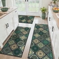 thumbnail image 1 of Findosom 3pc Boho Kitchen Rugs and Mats Set, Non Slip Washable Kitchen Runner Rug for Kitchen Floor, Farmhouse Kitchen Decor, Hallway, Entryway, Laundry Room,20"x32"+20"x47"+20"x59" Green, 1 of 8