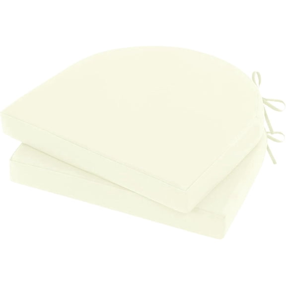 Findosom Outdoor Chair Cushion Set of 2, 17"x16"x2" Waterproof Patio Seat Chair Cushions with Ties,Fade Resistant Round Corner Outdoor Deep Seat Cushions for Outdoor Furniture,Dining Chair Pads,Beige