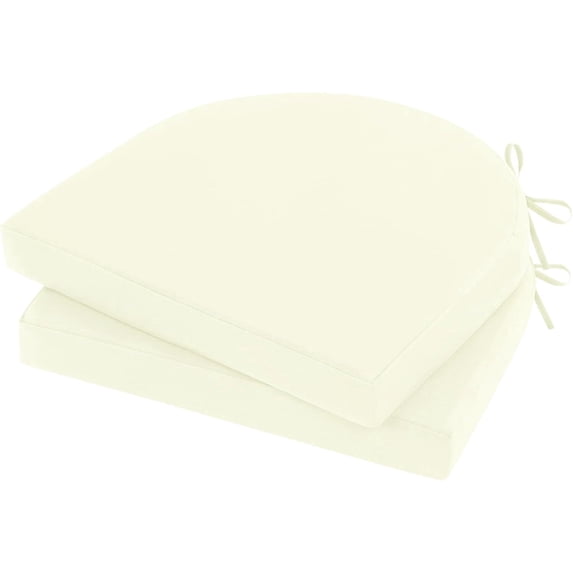 Findosom Outdoor Chair Cushion Set of 2, 17"x16"x2" Waterproof Patio Seat Chair Cushions with Ties,Fade Resistant Round Corner Outdoor Deep Seat Cushions for Outdoor Furniture,Dining Chair Pads,Beige
