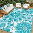 thumbnail image 1 of Findosom Outdoor Rug 8'x10' Reversible Waterproof Outdoor Patio Rug Mat Plastic Straw Rug Outdoor Area Rug Patio Camping Rug for RV Picnic Balcony Backyard Beach Outdoor Decor,Teal, 1 of 9