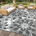 thumbnail image 1 of Findosom Outdoor Rug 9'x12' Reversible Waterproof Outdoor Patio Rug Mat Plastic Straw Rug Outdoor Area Rug Patio Camping Rug for RV Picnic Balcony Backyard Beach Outdoor Decor,Gray, 1 of 9