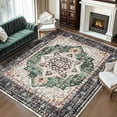 thumbnail image 1 of Findosom Retro Area Rugs 8'x10' Oriental Floor Carpet,Washable Non-Slip Soft Large Rugs for Living Room,Low Pile Indoor Rugs for Bedroom Dining Room Entryway Office Home Decor,Emerald, 1 of 8