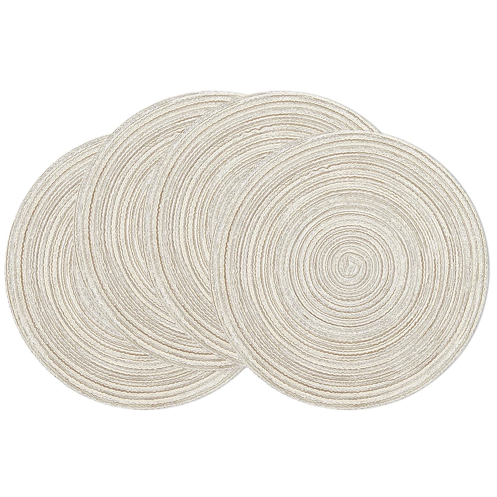 Findosom 15" Round Placemats Set of 4,Heat Resistant Non Slip Washable Place Mats for Dining Tables,Kitchen Table Dinner Party Table Decoration,Ivory - Walmart.com