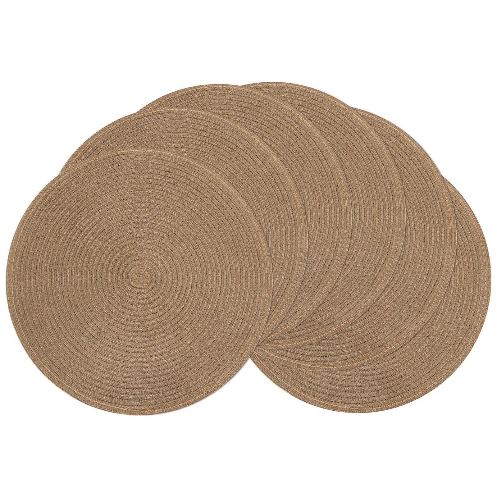 Findosom 15" Round Placemats Set of 6,Heat Resistant Non Slip Washable Place Mats for Dining Tables,Kitchen Table Dinner Party Table Decoration,Brown - Walmart.com