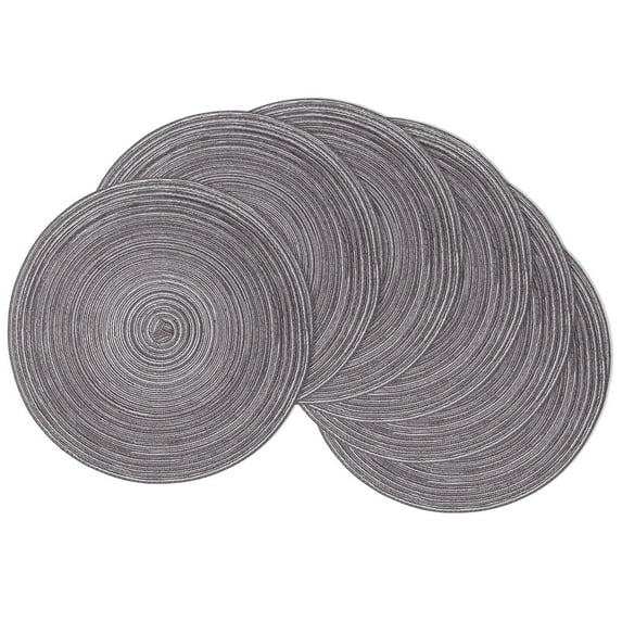 Findosom 15" Round Placemats Set of 6,Heat Resistant Non Slip Washable Place Mats for Dining Tables,Kitchen Table Dinner Party Table Decoration,Gray