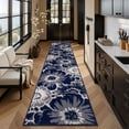 thumbnail image 1 of Findosom Runner Rug for Hallway 2x10 ft,Non-slip Machine Washable Runners Flower Floor Mats Low Pile Carpet Rug Runner with Rubber Backing for Entryway Doormat Bathroom Kitchen Laundry Room,Blue, 1 of 8