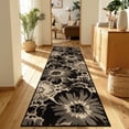 thumbnail image 1 of Findosom Runner Rug for Hallway 2x7 ft,Non-slip Machine Washable Runners Flower Floor Mats Low Pile Carpet Rug Runner with Rubber Backing for Entryway Doormat Bathroom Kitchen Laundry Room,Black, 1 of 8