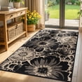 thumbnail image 1 of Findosom Runner Rug for Hallway 3x5 ft,Non-slip Machine Washable Runners Flower Floor Mats Low Pile Carpet Rug Runner with Rubber Backing for Entryway Doormat Bathroom Kitchen Laundry Room,Black, 1 of 8