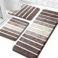 thumbnail image 1 of Findosom Bathroom Rugs Set of 3,Absorbent Non-Slip Machine Washable Bath Rugs, Microfiber Quick Dry Bath Mats for Bathroom Floor Tub Shower Bedroom Kitchen,18"x26"+18"x48"+U Shape 20"x24" Brown, 1 of 9