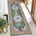 thumbnail image 1 of Findosom 2'x6' Vintage Boho Runner Rug Washable Non-slip Area Rug,Hallway Indoor Farmhouse Bedroom Kitchen Living Room Non Shedding Runner, Contemporary Low Plie Floor Carpet Doormat,Green, 1 of 9