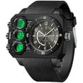 thumbnail image 1 of Findtime Big Face Watch for Men Square Large Face Cool Mens Watches with Three Time Zone Countdown Alarm LED Stopwatch Unique Cool Wristwatch, 1 of 9