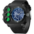 thumbnail image 1 of Findtime Big Face Watch for Men Square Large Face Cool Mens Watches with Three Time Zone Countdown Alarm LED Stopwatch Unique Cool Wristwatch, 1 of 8