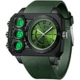 thumbnail image 1 of Findtime Big Face Watch for Men Square Large Face Cool Mens Watches with Three Time Zone Countdown Alarm LED Stopwatch Unique Cool Wristwatch, 1 of 8