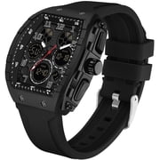 Findtime Designer Watches for Men Causal Quartz Dress Wrist Watch Unique Rectangle Dial White Wristwatch with Digital Analog Dual Time Display Countdown