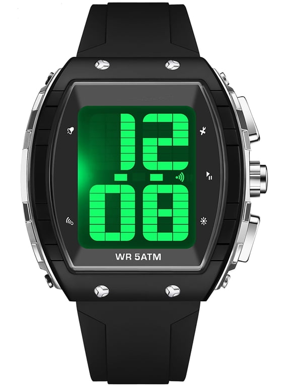 Digital Watches for Elderly Men Large Face Voice Talking White Watch with English Speaking LED Backlight Big Number Easy to Read Timer Alarm Waterproof