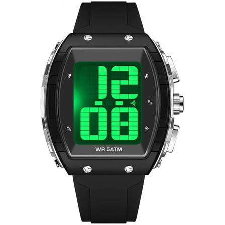 Digital Watches for Elderly Men Large Face Voice Talking White Watch with English Speaking LED Backlight Big Number Easy to Read Timer Alarm Waterproof